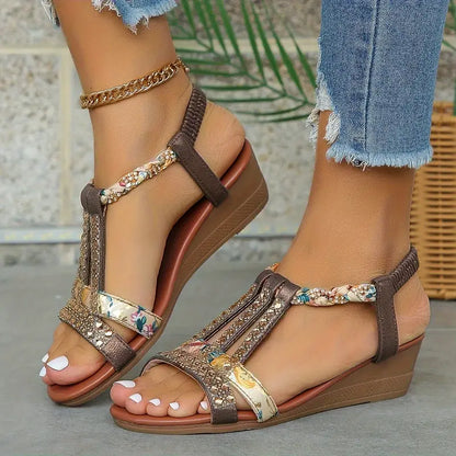 Elastic Strap Beach Wedge Sandals