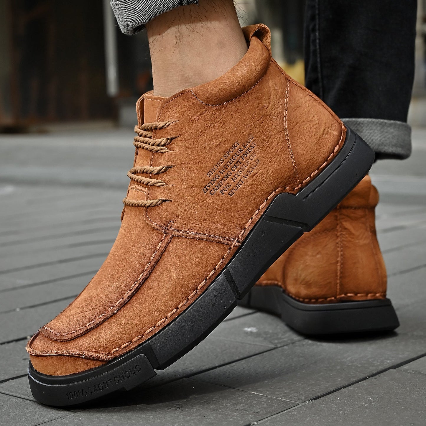 Brave Shoes™ -Winter men's casual leather shoes with leather soft soles and high top leather shoes