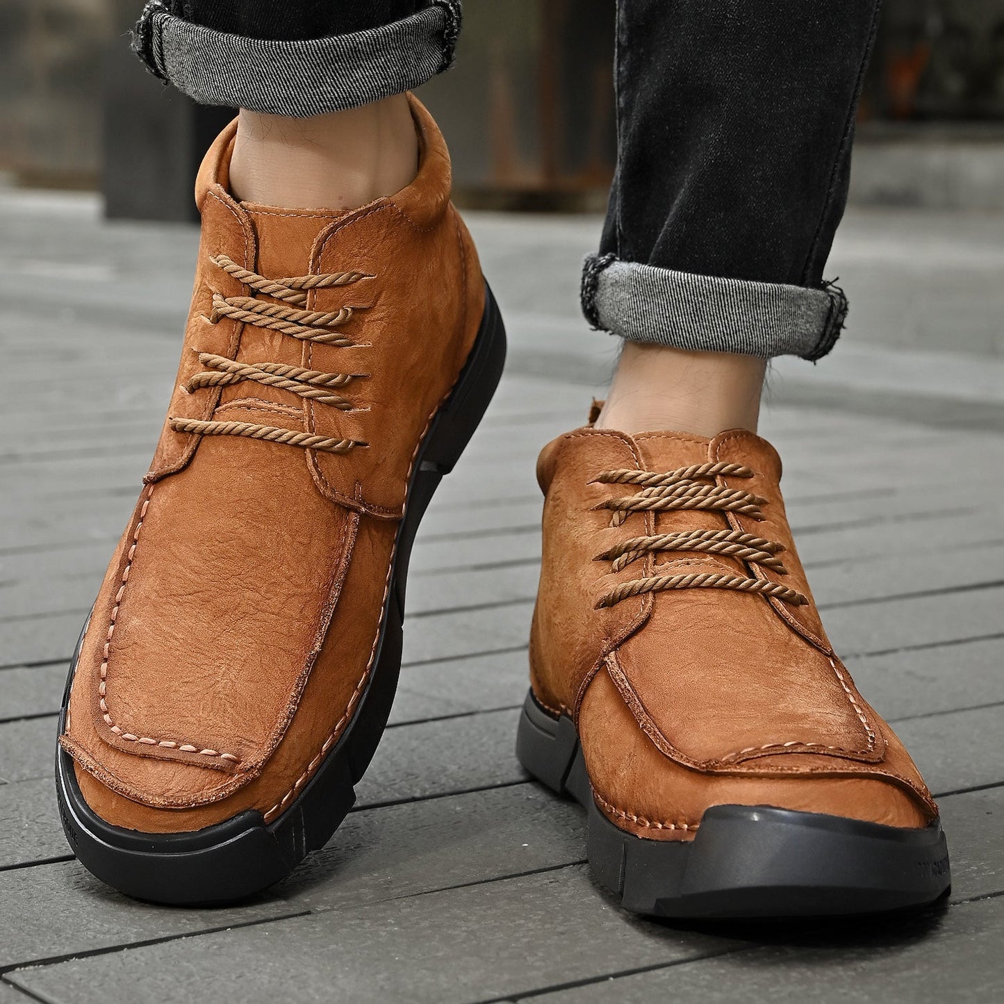 Brave Shoes™ -Winter men's casual leather shoes with leather soft soles and high top leather shoes