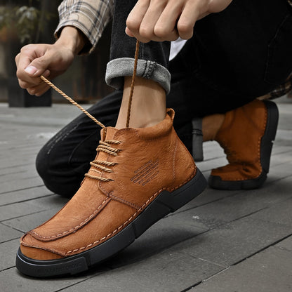 Brave Shoes™ -Winter men's casual leather shoes with leather soft soles and high top leather shoes