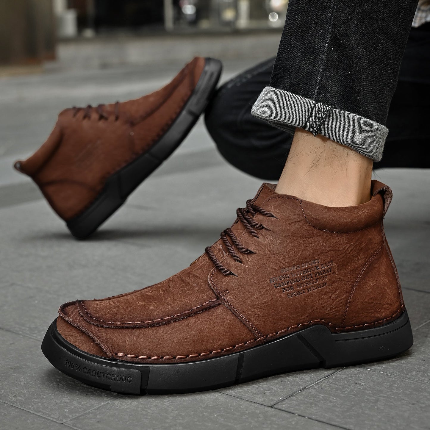 Brave Shoes™ -Winter men's casual leather shoes with leather soft soles and high top leather shoes