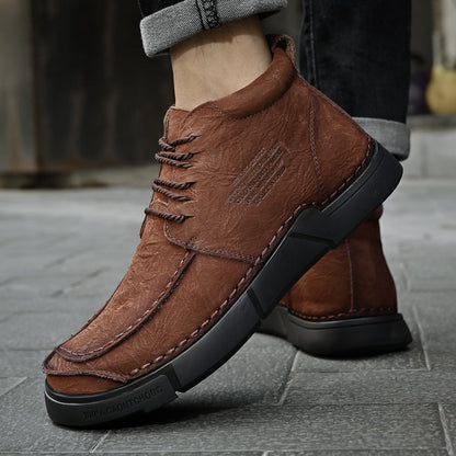 Brave Shoes™ -Winter men's casual leather shoes with leather soft soles and high top leather shoes