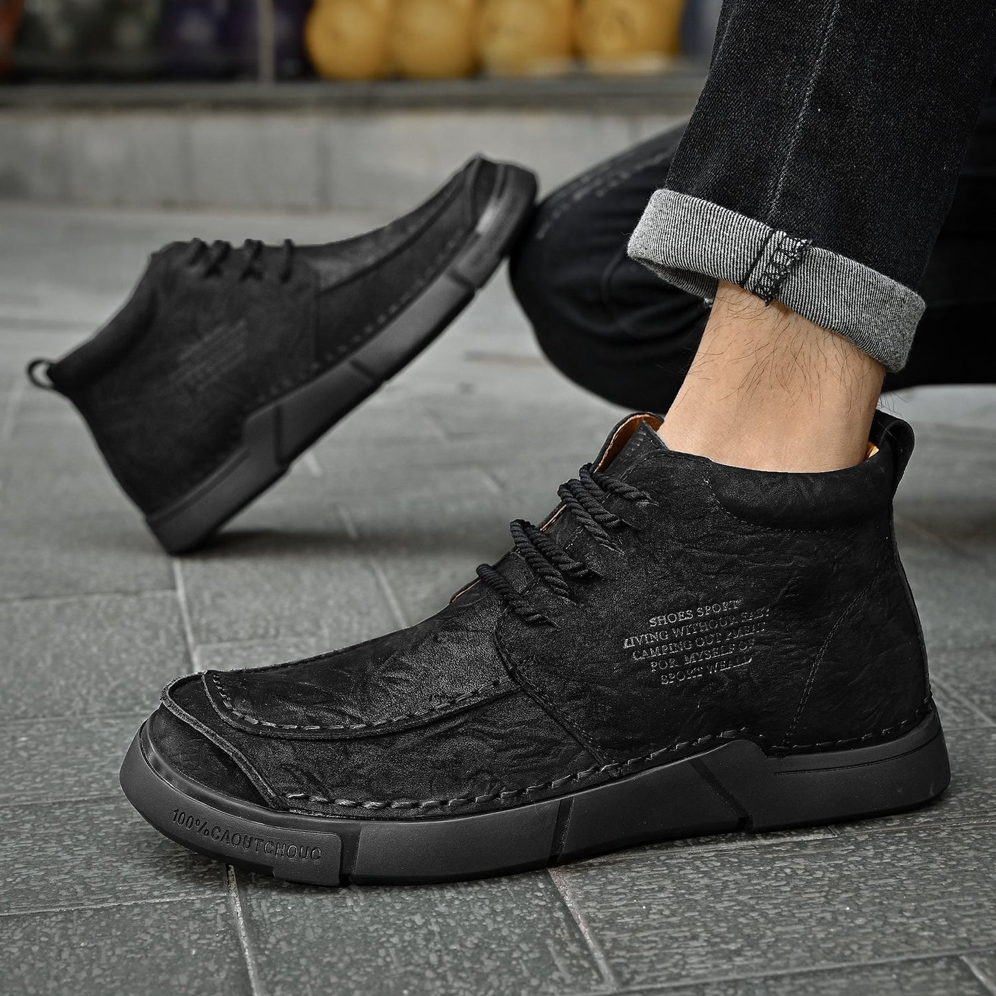 Brave Shoes™ -Winter men's casual leather shoes with leather soft soles and high top leather shoes