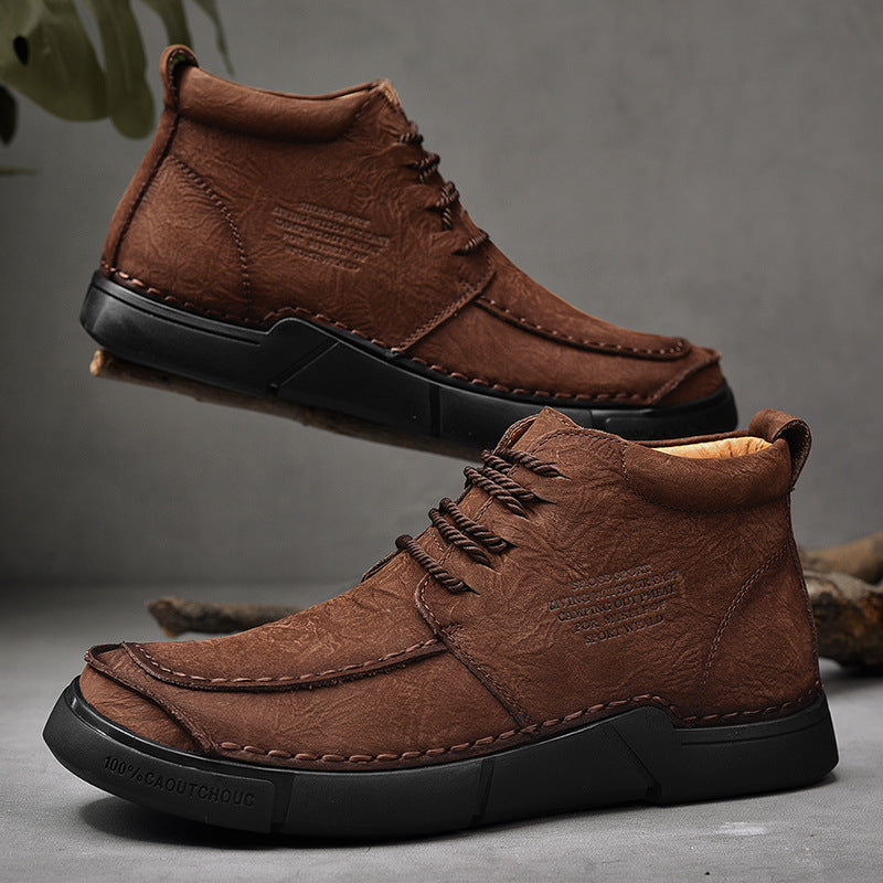 Brave Shoes™ -Winter men's casual leather shoes with leather soft soles and high top leather shoes