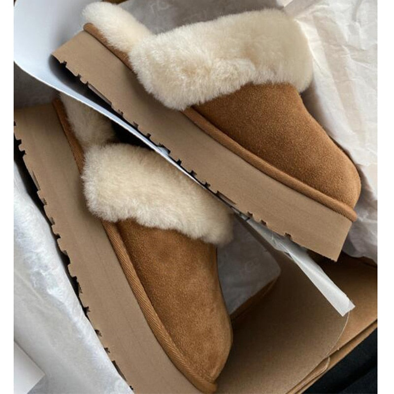 Plush Cotton Slippers Women