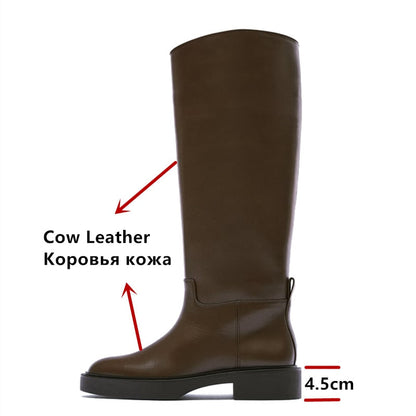 Ins ZA Genuine Leather Knee High Boots