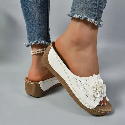 Comfortable non-slip solid color open-toe wedge sandals
