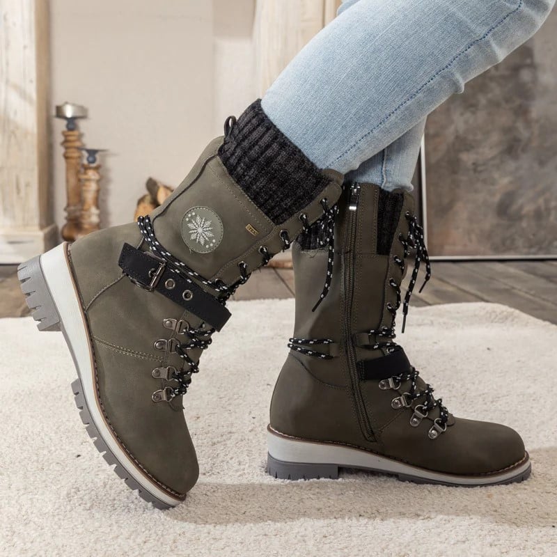 2023 Women Wide Calf Lace Up Boots