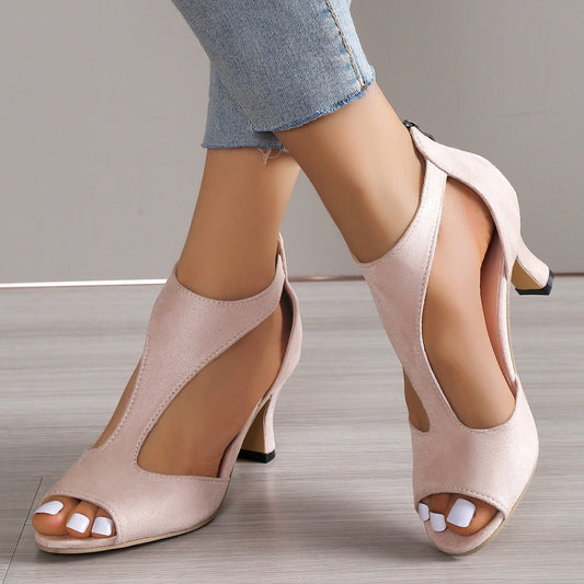 Orthopedic Leather High Heels Sandals