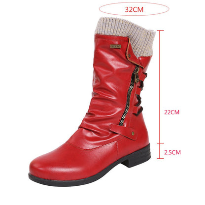 Women pain relief side zipper mid calf boots